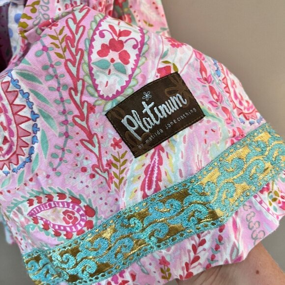 Matilda Jane Platinum Pink Paisley Dress With Blue & Gold Accents Size 6‎ - Picture 5 of 6